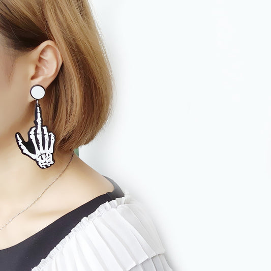 Fashion Skull Hand Personalized Acrylic Earrings